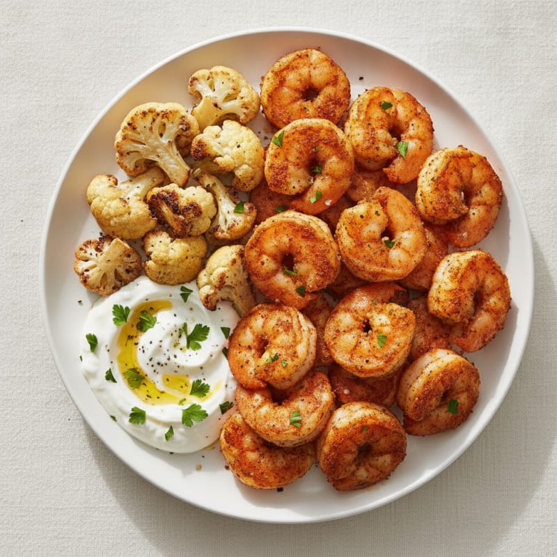 Paprika Air-Fried Shrimp with Garlic Dip