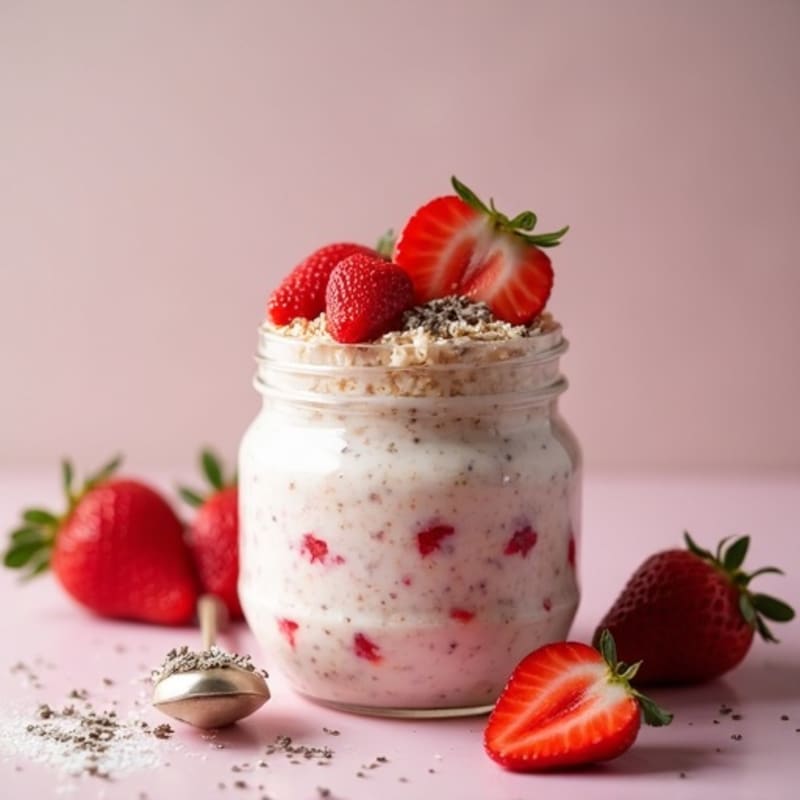 Creamy Strawberry Shortcake Protein Overnight Oats