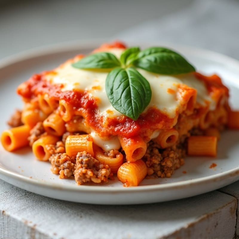 Lean Ground Beef Baked Ziti with Fresh Spinach