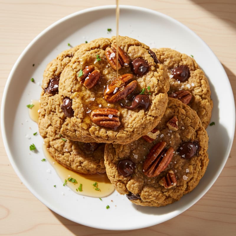 Crunchy Caramelized Pecan Chocolate Cookies