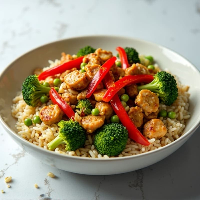 Ginger-Garlic Ground Chicken Stir-Fry with Jasmine Rice