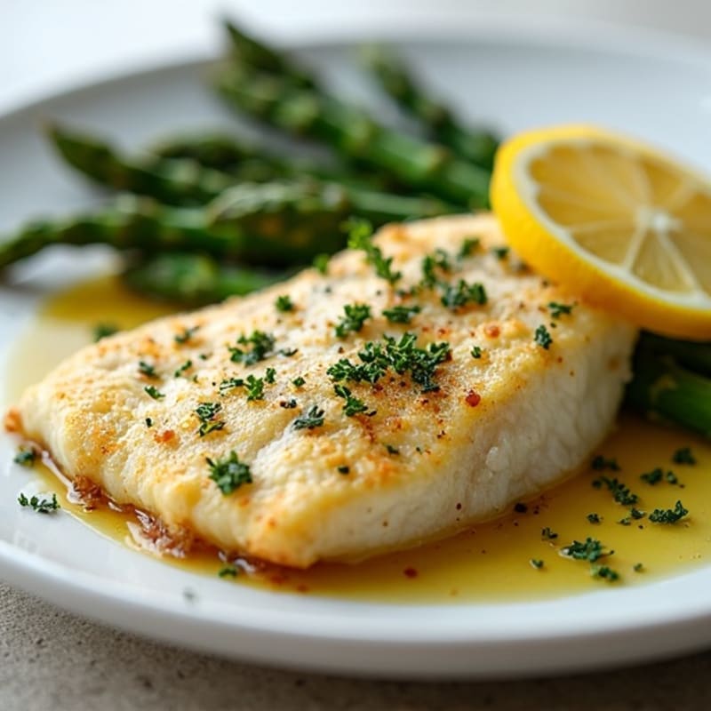 Flaky Lemon-Herb Baked Basa with Roasted Asparagus