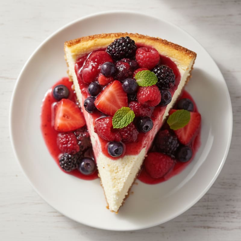 Greek Yogurt Protein Cheesecake with Mixed Berries