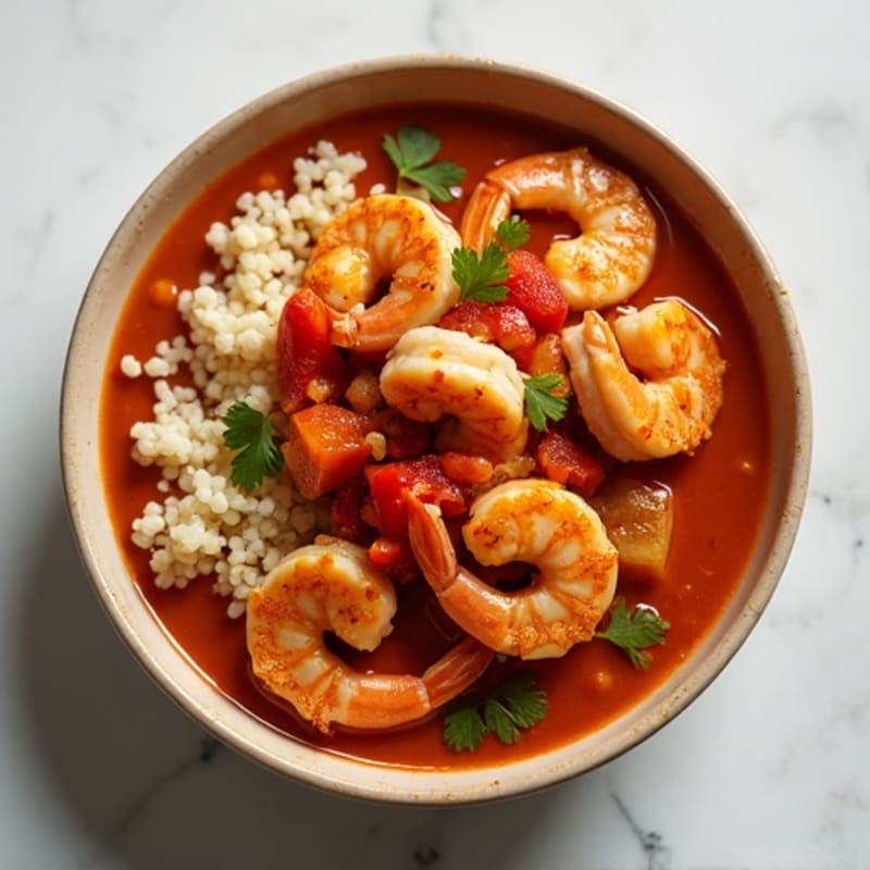 Spicy Shrimp and Chicken Gumbo with Cauliflower Rice