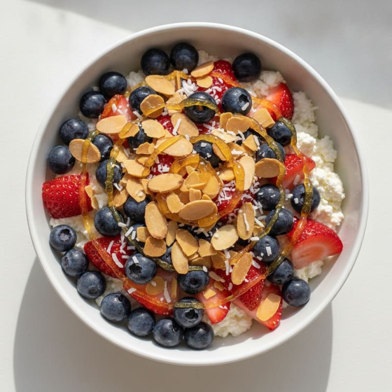 Cottage Cheese Berry Bowl with Toasted Almonds