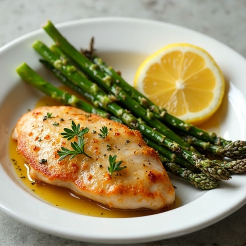 Crispy Lemon Herb Roasted Chicken with Roasted Asparagus