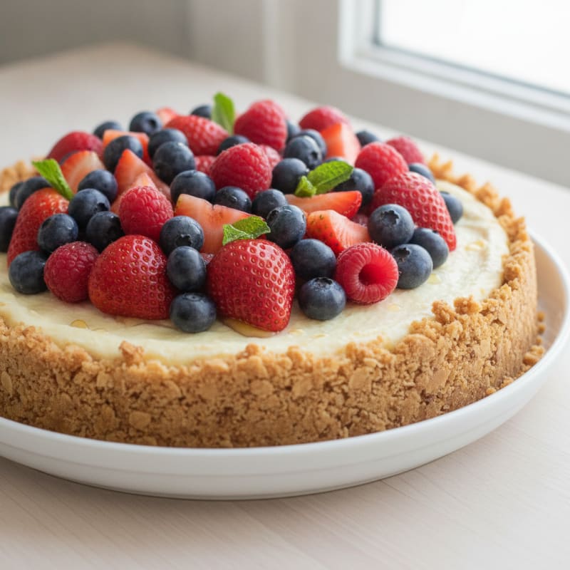 Greek Yogurt Protein Cheesecake with Fresh Berries