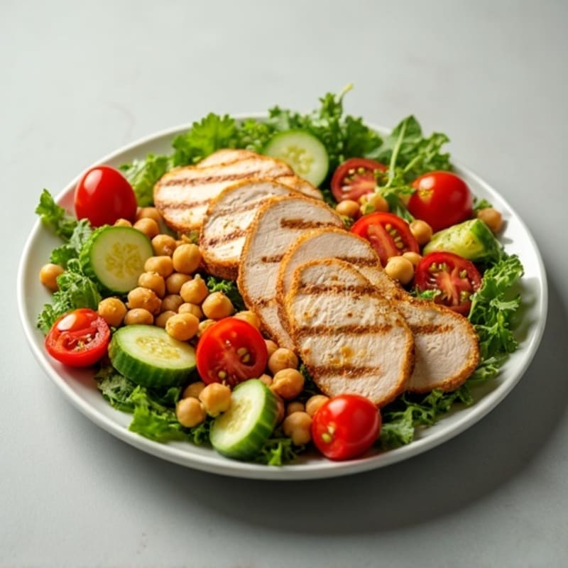 Grilled Turkey Breast Salad with Chickpeas and Lemon Vinaigrette