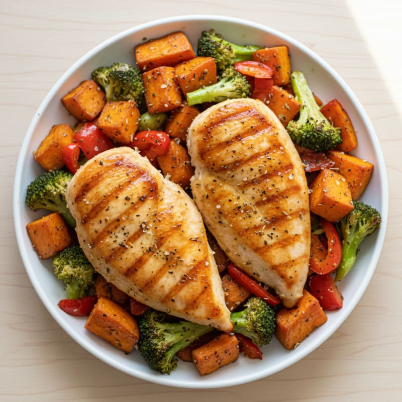 Golden Pan-Seared Chicken with Roasted Vegetables
