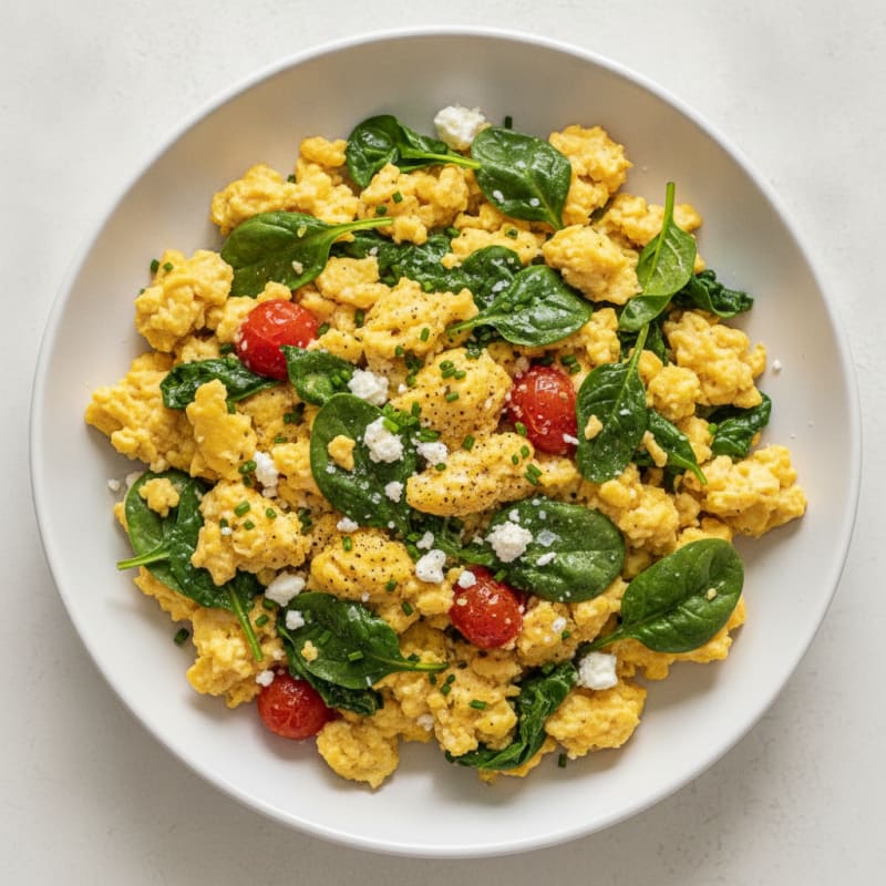 Eggs and Spinach Scramble with Feta