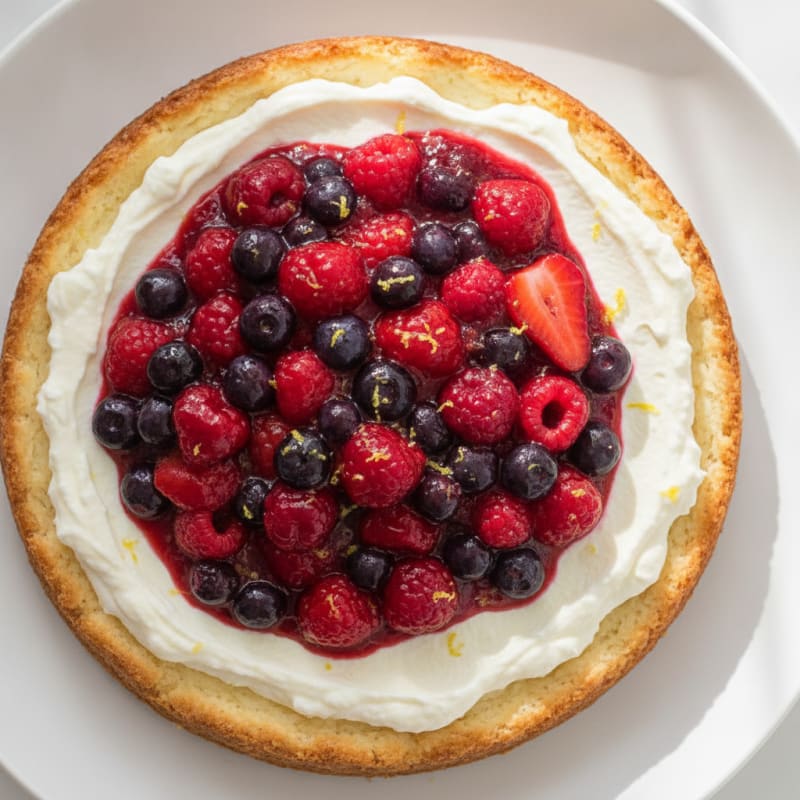 Greek Yogurt Protein Cheesecake with Mixed Berries