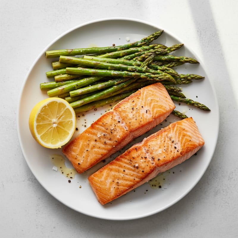Tender Pan-Seared Salmon with Roasted Asparagus