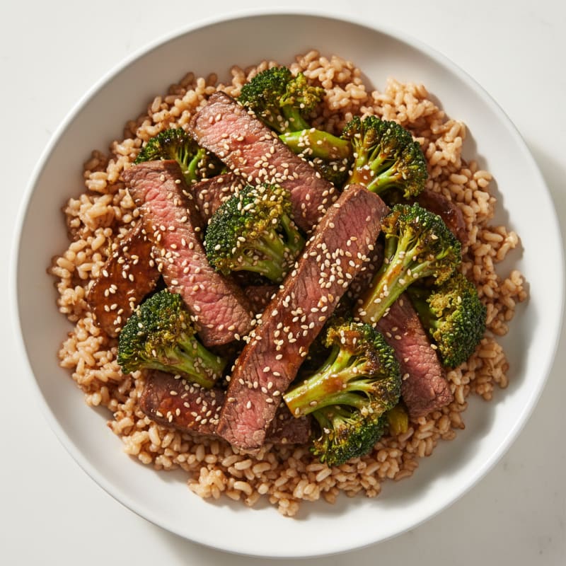 Seared Beef Stir Fry with Broccoli and Brown Rice
