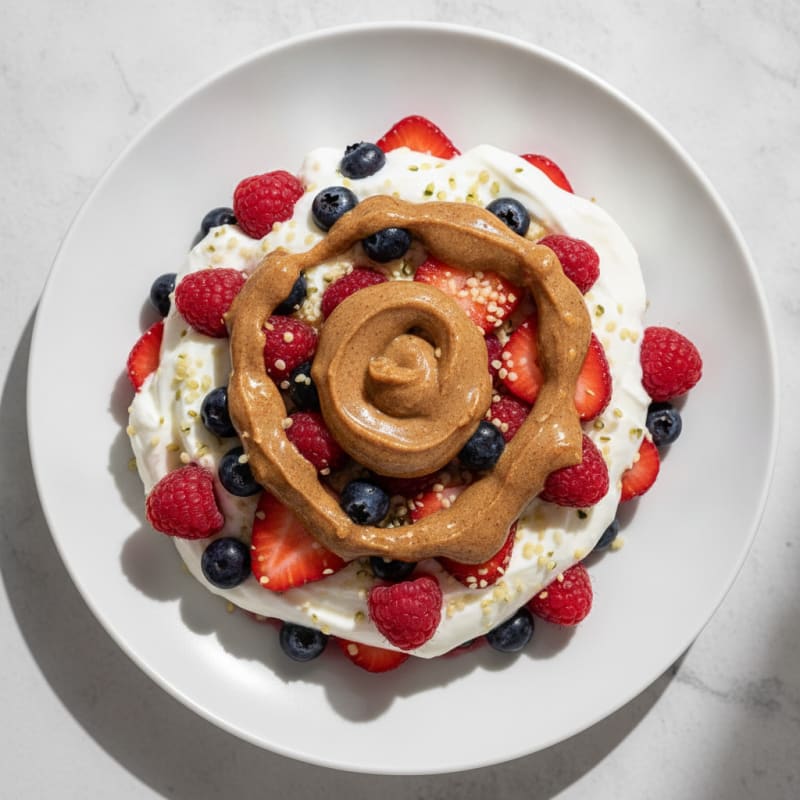 Greek Yogurt Parfait with Mixed Berries and Almond Butter
