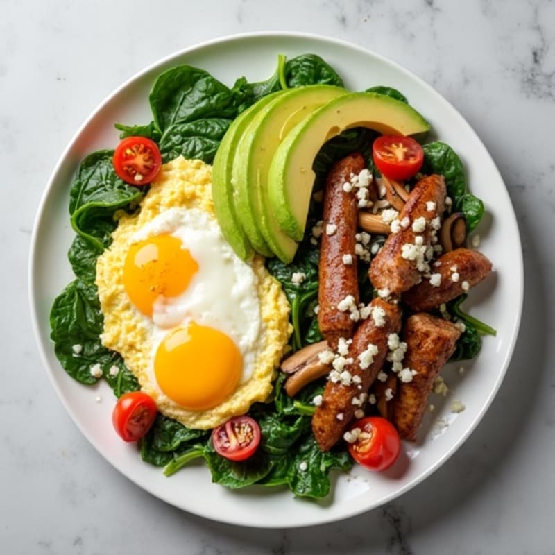 Egg White Veggie Scramble with Turkey Sausage