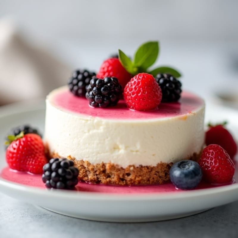 Greek Yogurt Protein Cheesecake with Mixed Berries