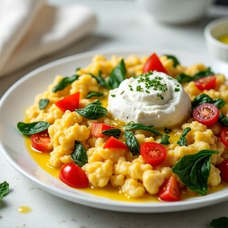 Egg White Vegetable Scramble with Cottage Cheese
