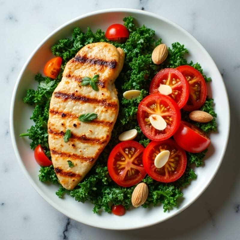 Grilled Chicken Breast with Crunchy Kale Salad