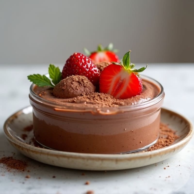Silky Protein Chocolate Pudding with Fresh Strawberries