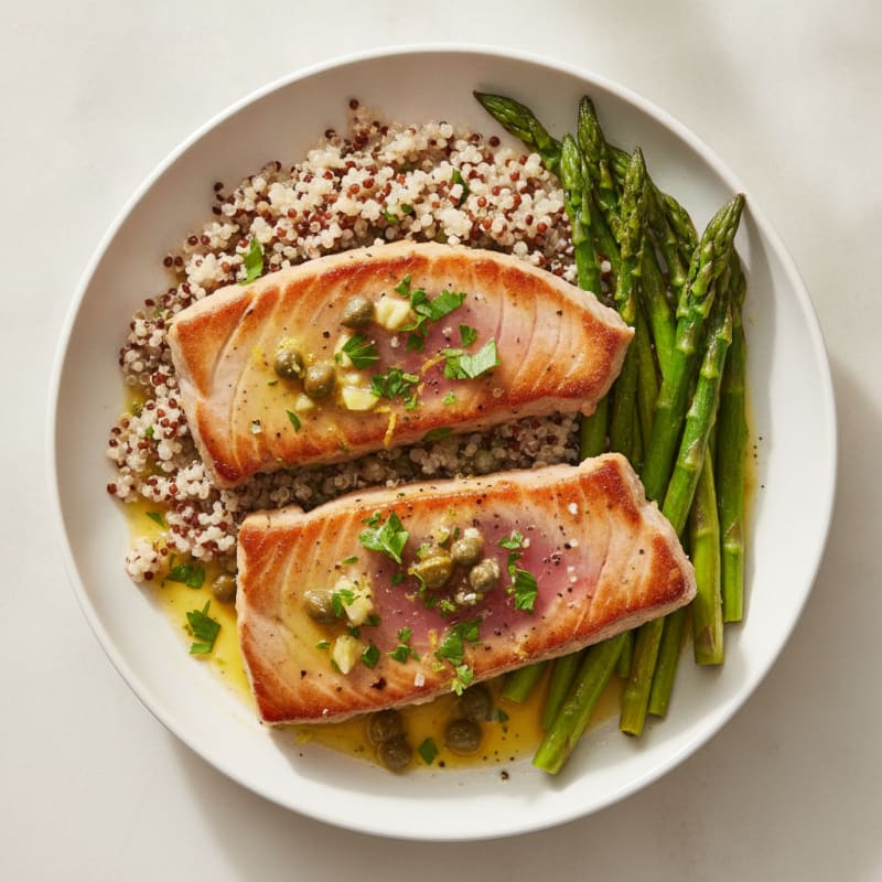 Pan-Seared Tuna with Lemon-Herb Sauce