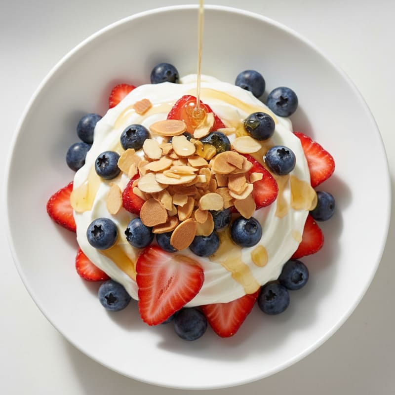 Creamy Greek Yogurt Parfait with Mixed Berries and Almonds