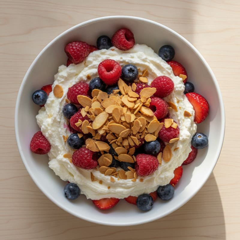 Greek Yogurt Protein Parfait with Mixed Berries and Almonds