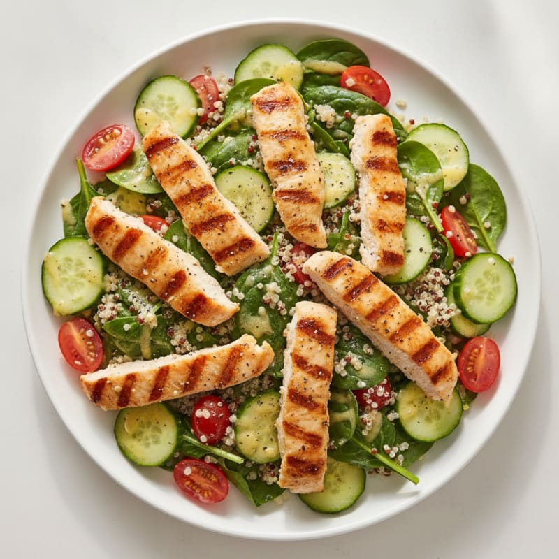 Grilled Chicken Salad with Quinoa and Fresh Vegetables