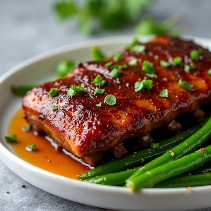 Maple-Glazed Slow-Cooked Baby Back Ribs with Roasted Green Beans