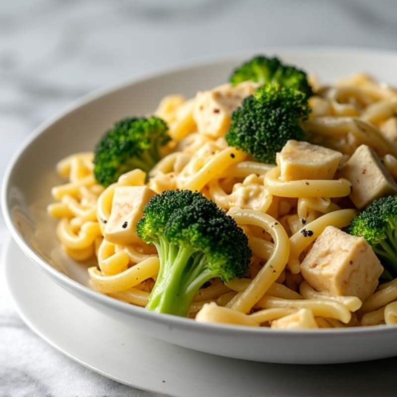 Creamy Cashew Alfredo Pasta with Roasted Broccoli