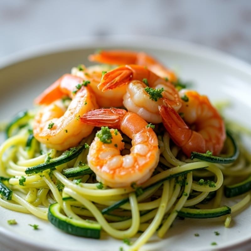 Garlic-Lemon Pan Seared Shrimp with Zucchini Noodles