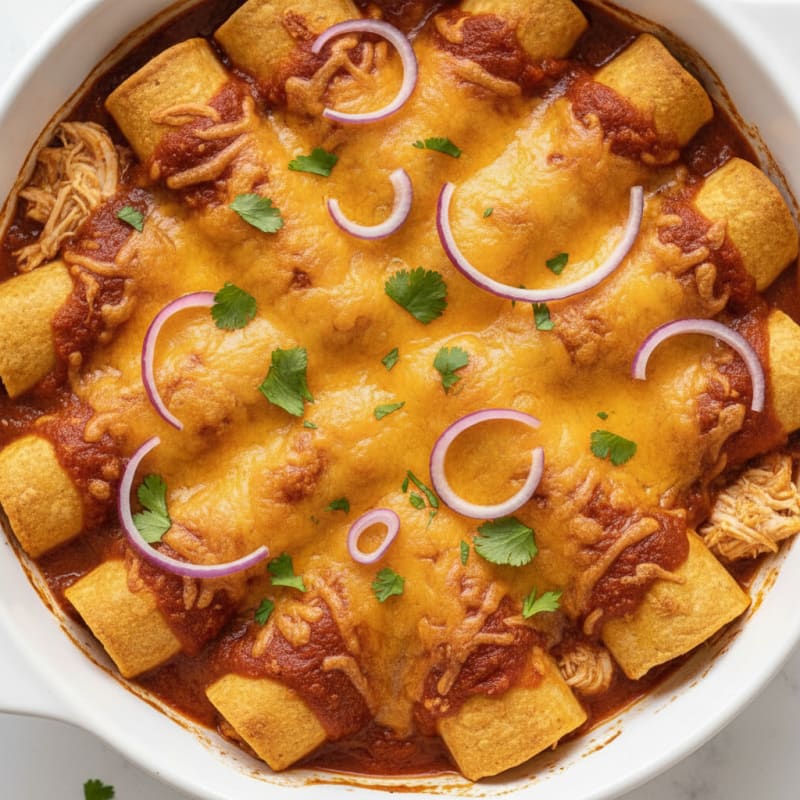 Chicken Enchiladas with Red Chili Sauce