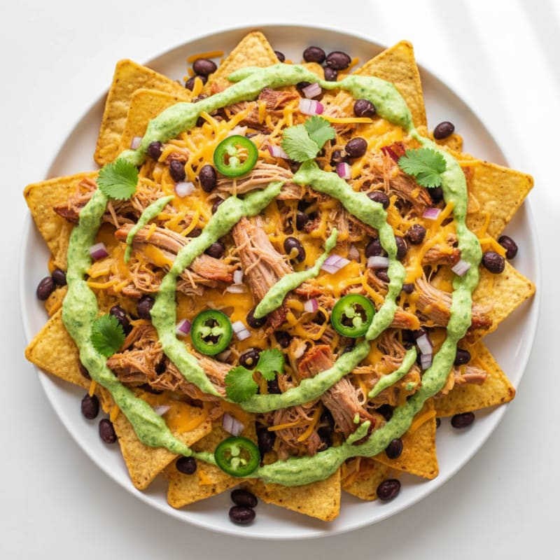 Smoky Pulled Pork Nachos with Zesty Crema