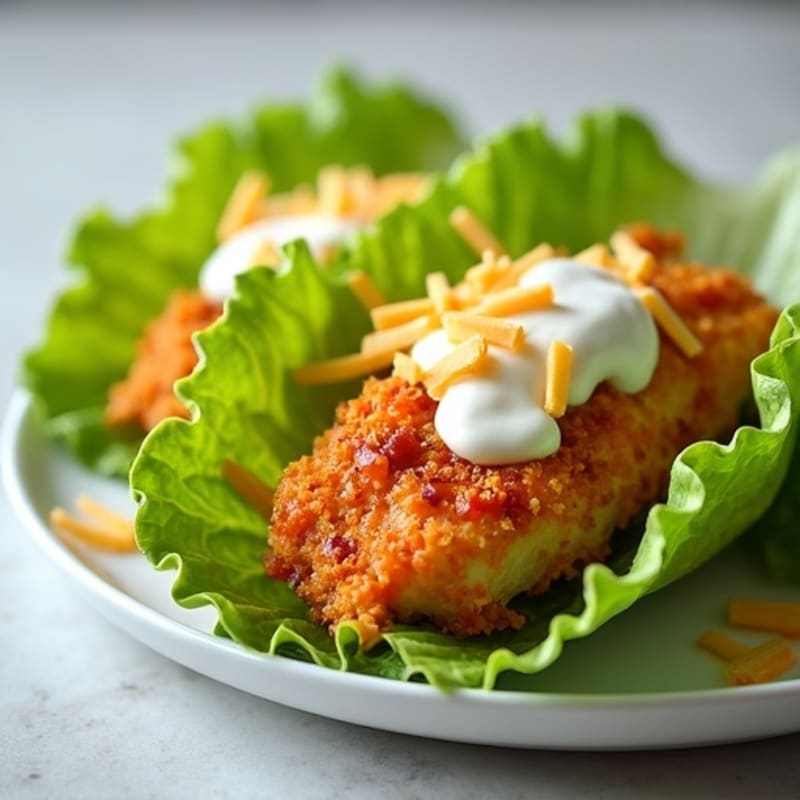 Crispy Buffalo Chicken Lettuce Wraps with Creamy Ranch