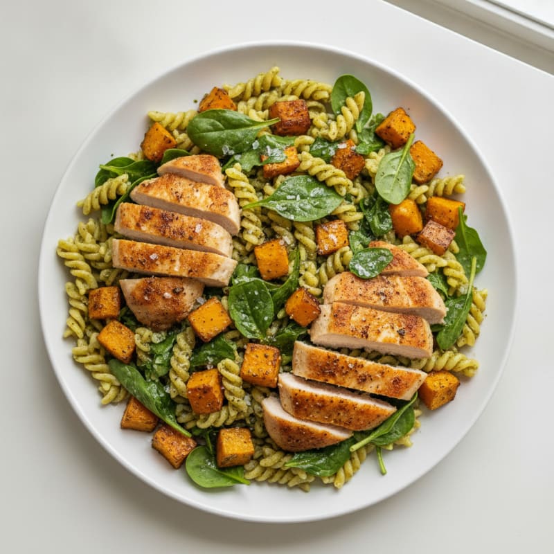 Pesto Chicken and Roasted Squash Pasta