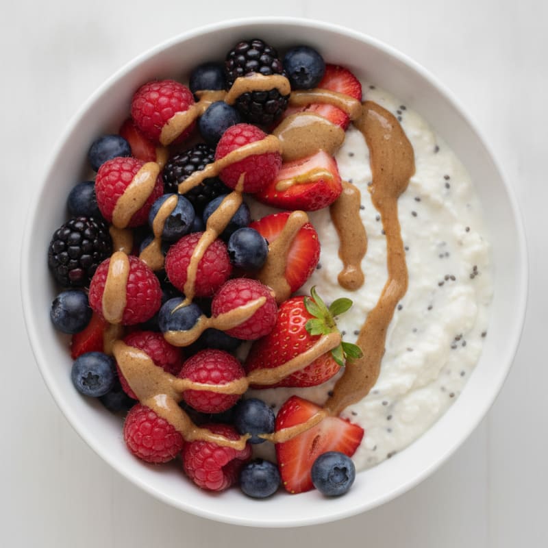 Silky Greek Yogurt Protein Pudding with Mixed Berries