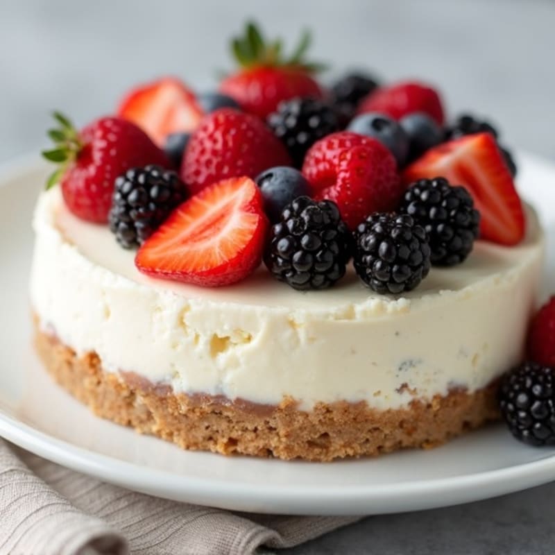 Creamy Greek Yogurt Protein Cheesecake with Fresh Berries