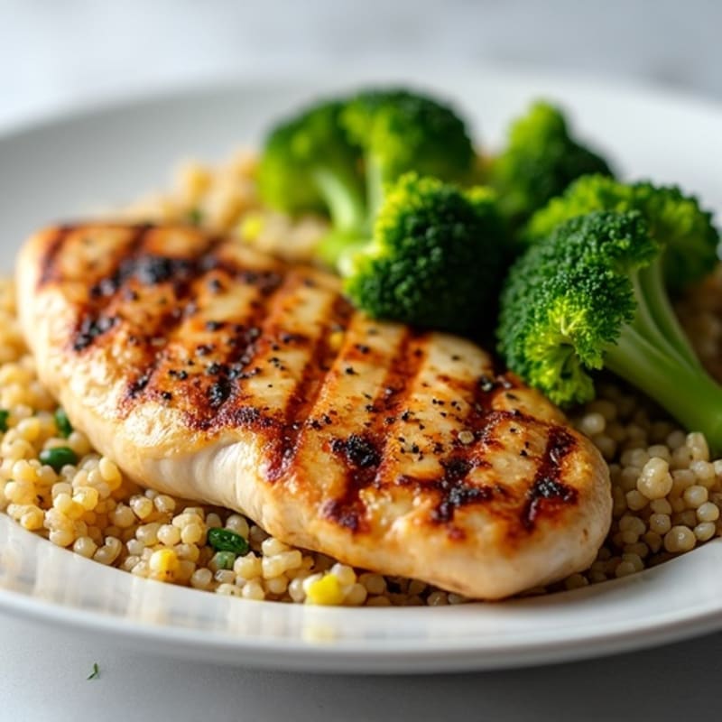 Grilled Chicken Breast with Quinoa and Steamed Broccoli