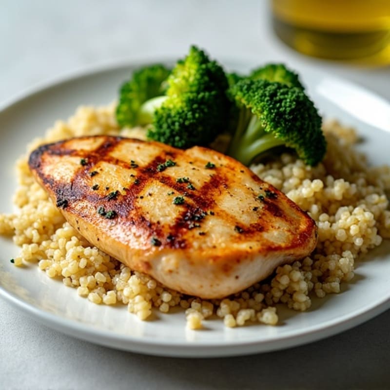 Grilled Chicken Breast with Roasted Broccoli and Quinoa
