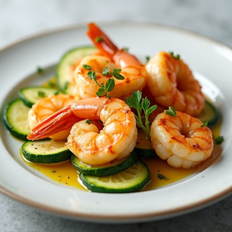 Pan-Seared Garlic Lemon Shrimp with Fresh Zucchini