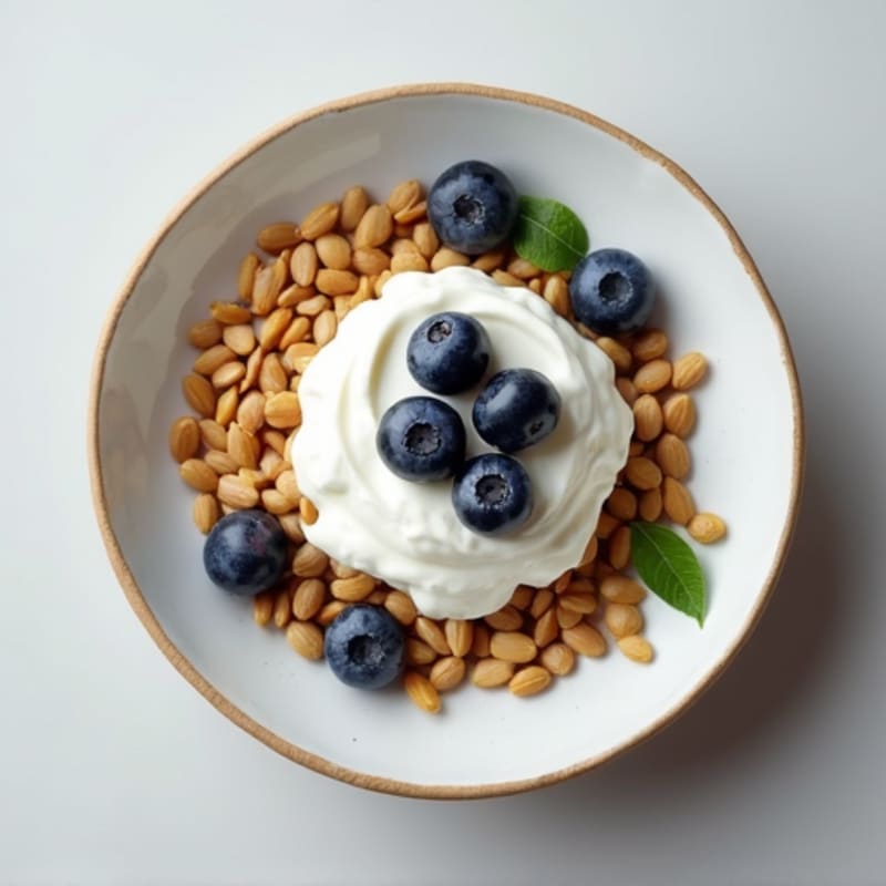 Greek Yogurt with Pumpkin Seeds and Blueberries