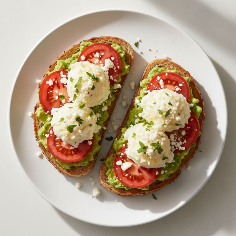 Egg White and Avocado Toast with Tomato and Feta