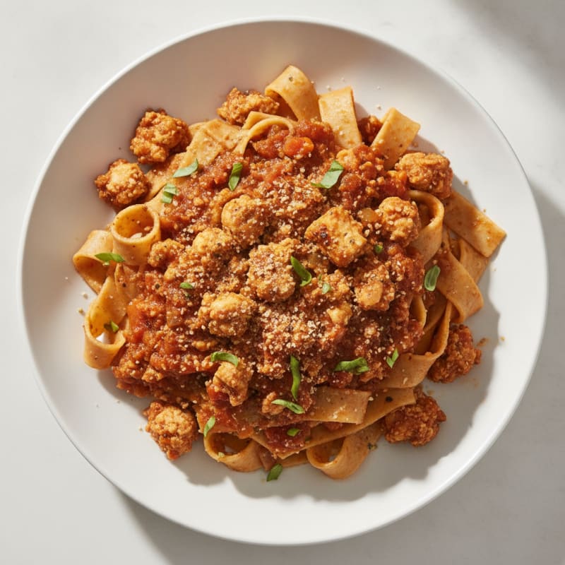 Hearty Tofu Bolognese with Pappardelle
