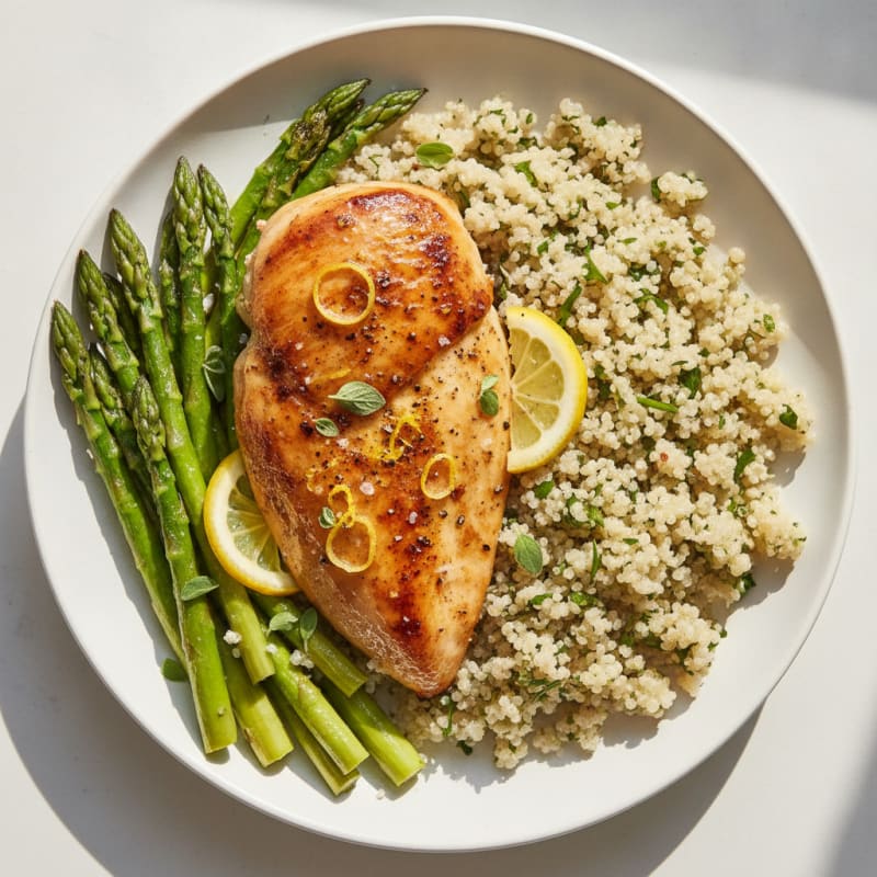 Lemon Herb Roasted Chicken with Asparagus