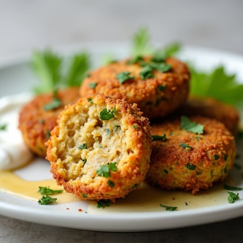 Crispy Baked Falafel with Lemon-Garlic Tahini