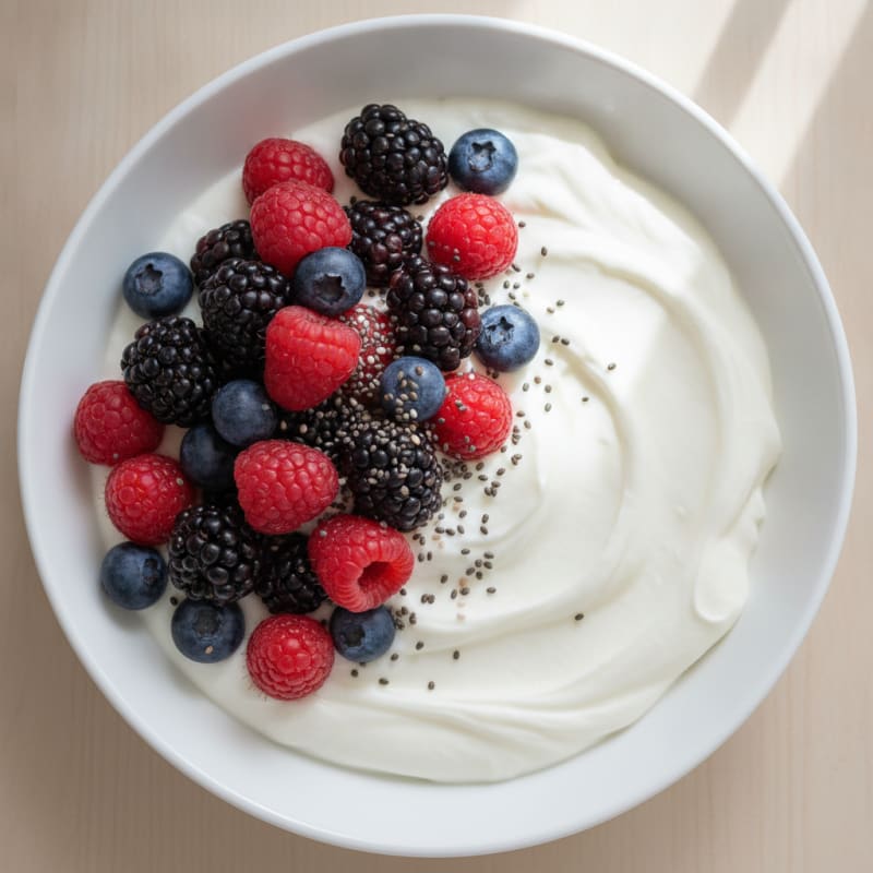 Silky Greek Yogurt Protein Pudding with Mixed Berries