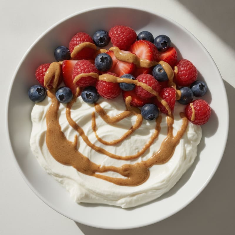 Greek Yogurt Protein Bowl with Mixed Berries and Almond Butter