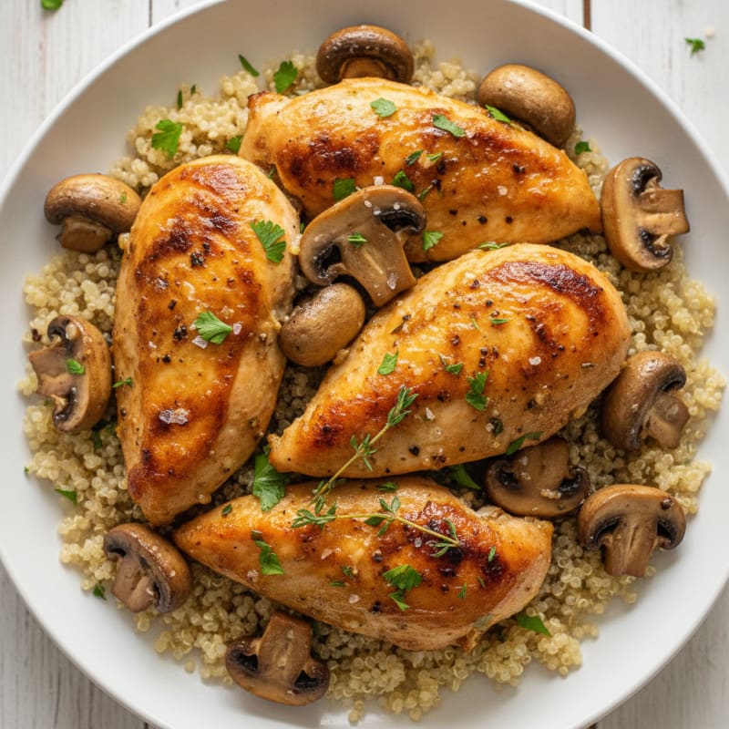 Garlic Butter Roasted Mushrooms and Chicken