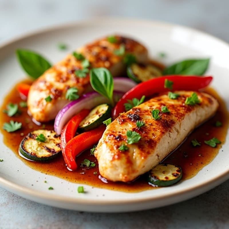 Ginger-Garlic Teriyaki Chicken with Charred Vegetables