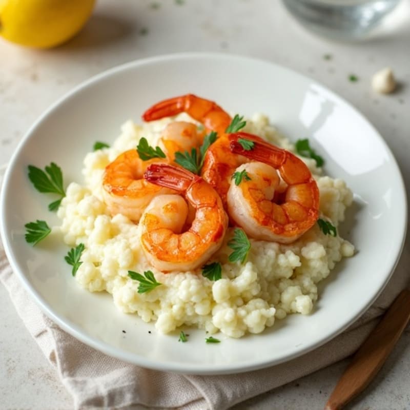 Pan-Seared Citrus-Herb Shrimp with Creamy Garlic Cauliflower Mash