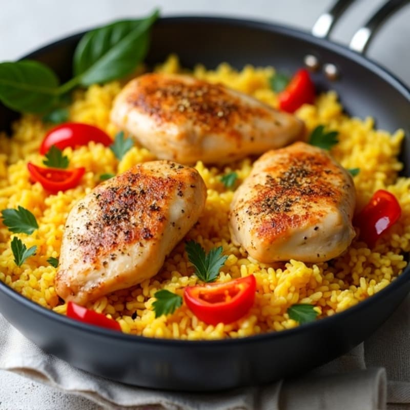 Saffron-Spiced Chicken and Yellow Rice Skillet